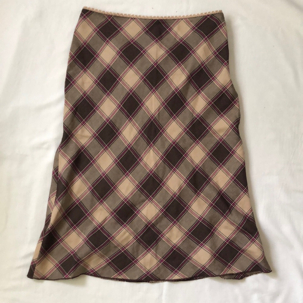 Vintage XOXO Brown/Pink Plaid Skirt